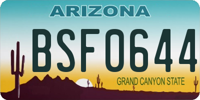 AZ license plate BSF0644