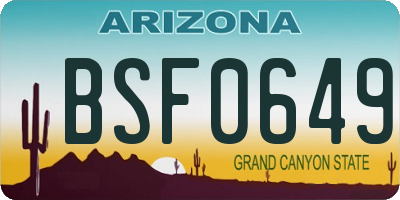 AZ license plate BSF0649
