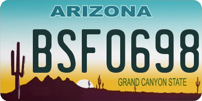 AZ license plate BSF0698