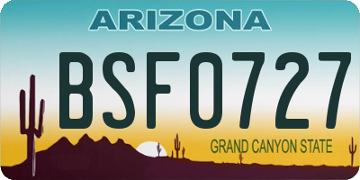 AZ license plate BSF0727