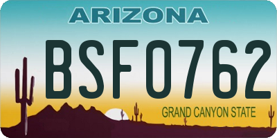 AZ license plate BSF0762