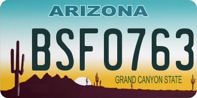 AZ license plate BSF0763