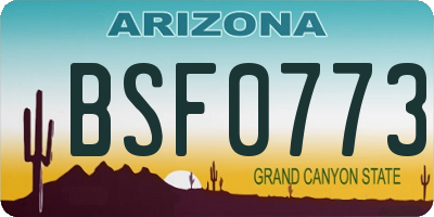 AZ license plate BSF0773