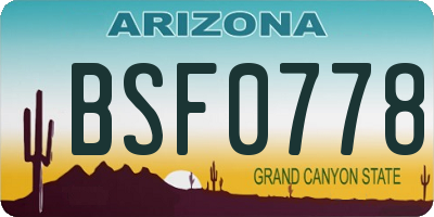 AZ license plate BSF0778