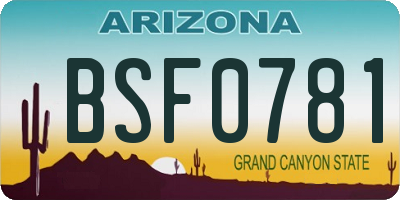 AZ license plate BSF0781