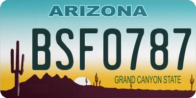 AZ license plate BSF0787