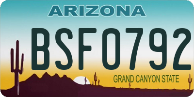 AZ license plate BSF0792