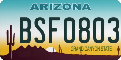 AZ license plate BSF0803