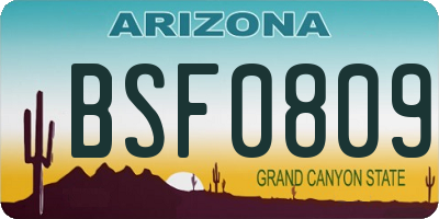 AZ license plate BSF0809