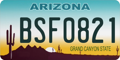AZ license plate BSF0821