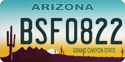 AZ license plate BSF0822
