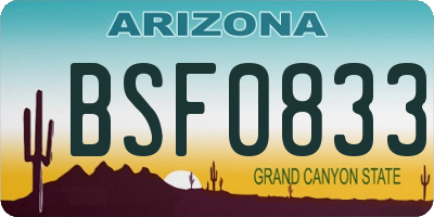AZ license plate BSF0833