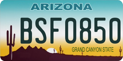 AZ license plate BSF0850