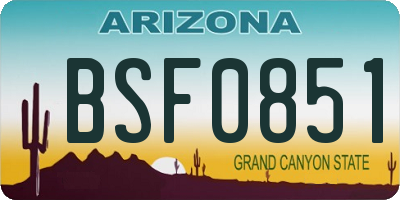 AZ license plate BSF0851