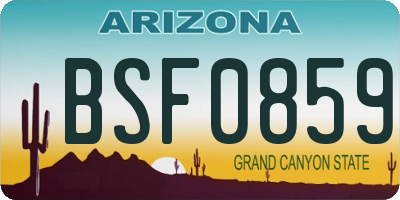 AZ license plate BSF0859
