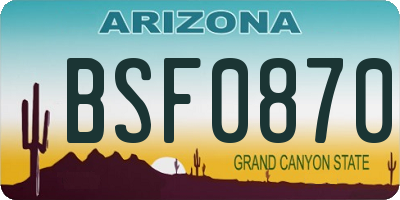 AZ license plate BSF0870