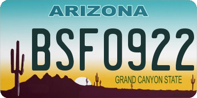 AZ license plate BSF0922