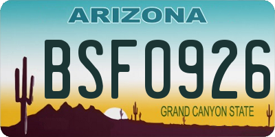 AZ license plate BSF0926