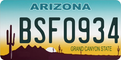 AZ license plate BSF0934
