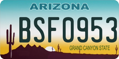 AZ license plate BSF0953