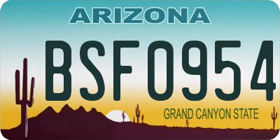 AZ license plate BSF0954