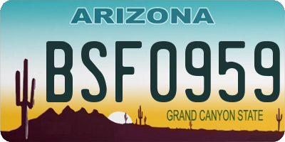AZ license plate BSF0959