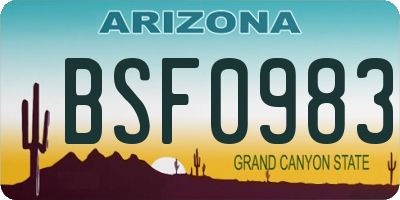 AZ license plate BSF0983
