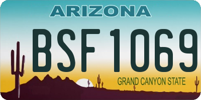 AZ license plate BSF1069