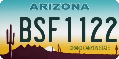 AZ license plate BSF1122