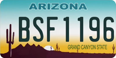 AZ license plate BSF1196