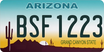 AZ license plate BSF1223