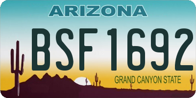 AZ license plate BSF1692