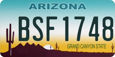 AZ license plate BSF1748