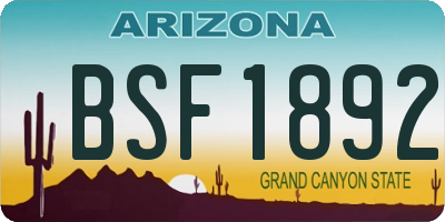 AZ license plate BSF1892