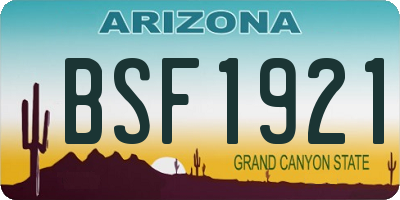 AZ license plate BSF1921