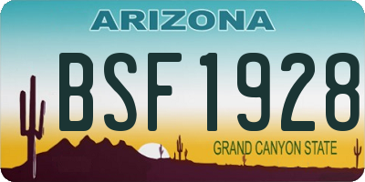 AZ license plate BSF1928