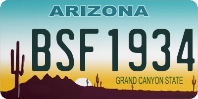 AZ license plate BSF1934