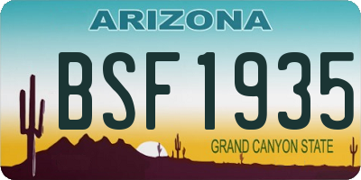 AZ license plate BSF1935