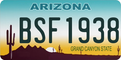 AZ license plate BSF1938