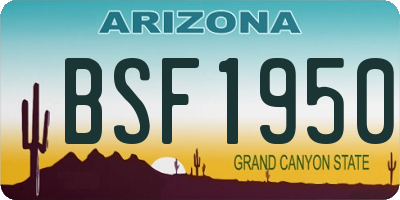 AZ license plate BSF1950