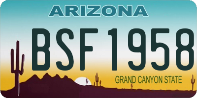 AZ license plate BSF1958