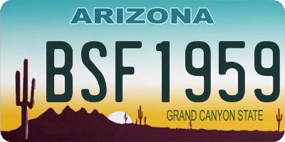 AZ license plate BSF1959