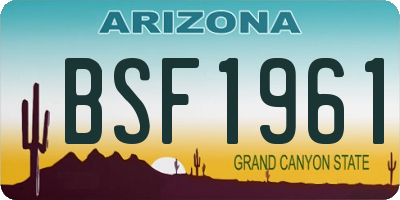 AZ license plate BSF1961