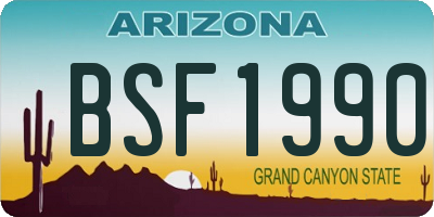 AZ license plate BSF1990