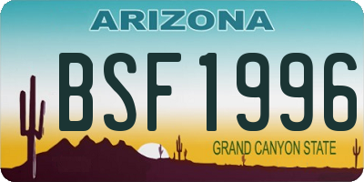 AZ license plate BSF1996
