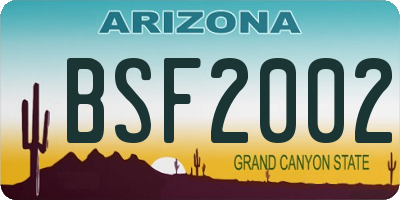 AZ license plate BSF2002