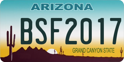 AZ license plate BSF2017