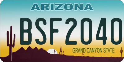 AZ license plate BSF2040