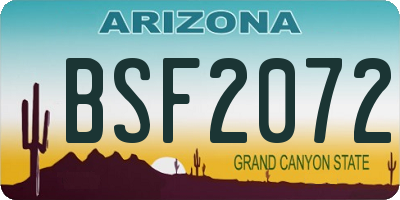 AZ license plate BSF2072