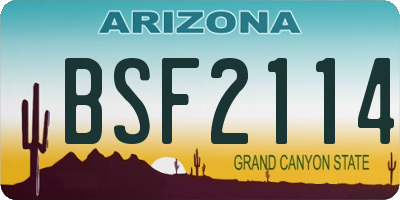 AZ license plate BSF2114